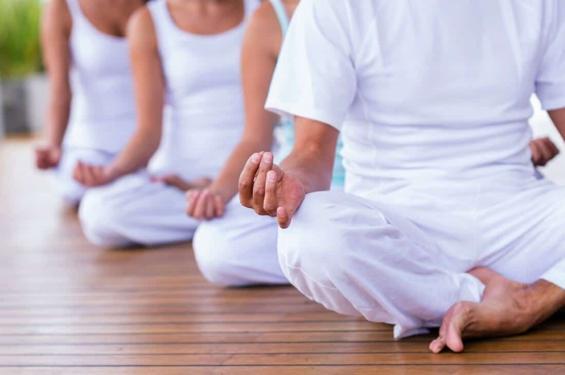 kundalini yoga pose in class