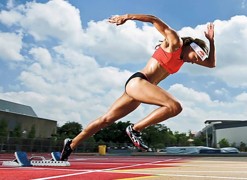 female athlete starting a race