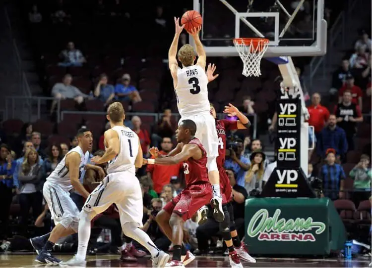  Tyler Haws shooting a winning shot